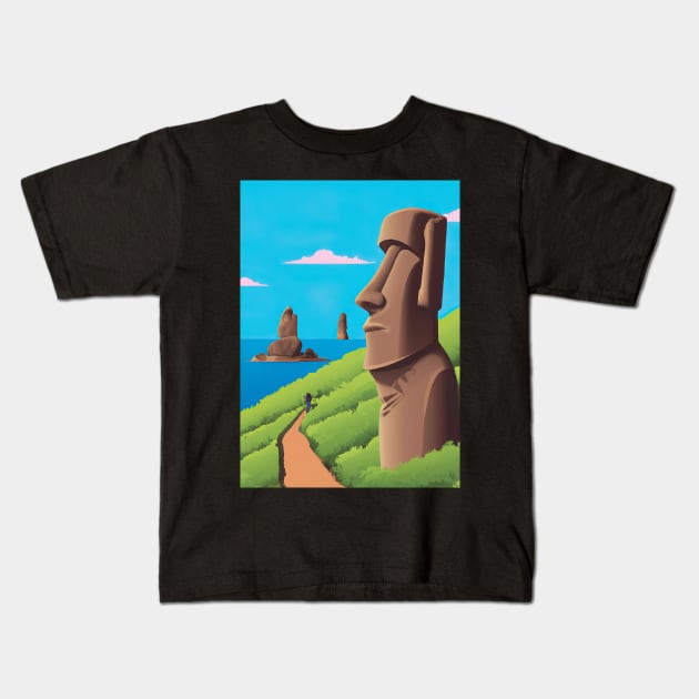 Moai Monumental Statues Kids T-Shirt by maxcode